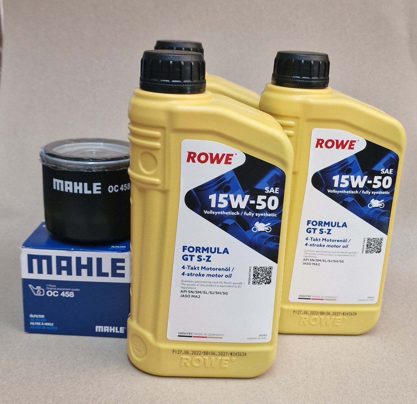 Service Kit ROWE Royal Enfield GT650 / Interceptor 650 / Super Meteor 650 SAE 15W-50 Ölwechsel Set .