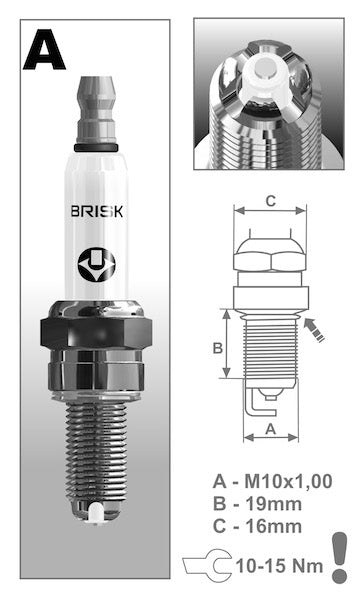 Zündkerze BRISK AOR14LGS Gleitfunken - Zündkerze Silber / Royal Enfield Himalayan 411, Scram 411, GT 650, Interceptor 650, Shotgun 650, Meteor 650, Bear