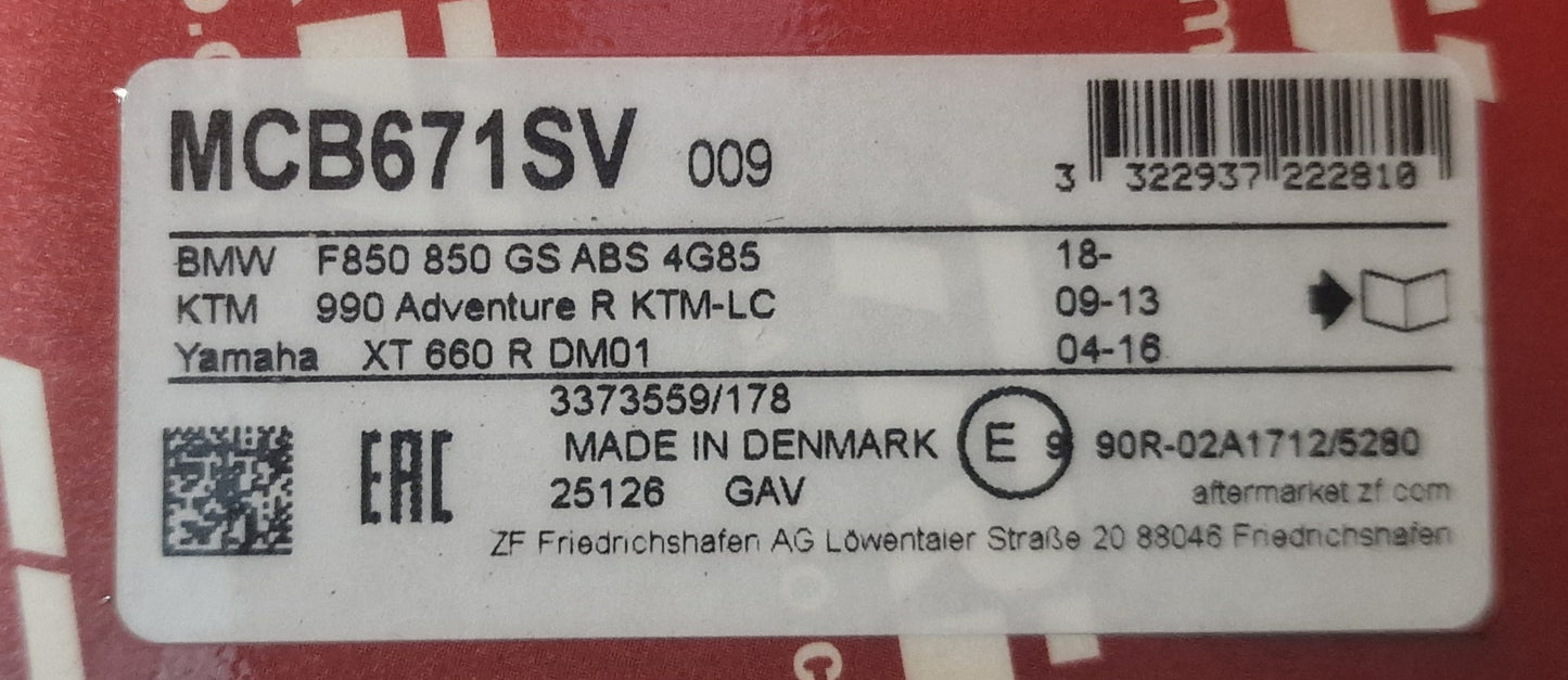 TRW MCB671SV Bremsbeläge passend auch an Royal Enfield Interceptor 650, GT650, GT535, versch. BMW, Harley, Aprilia, Honda, KTM, Yamaha, Moto Guzzi.