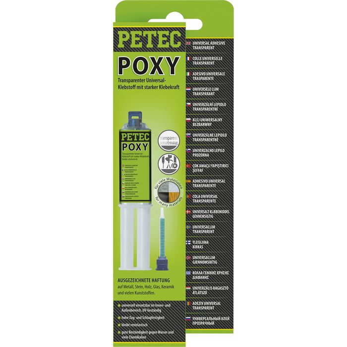 2-Komponenten Kleber PETEC 98425 POXY 24g auf Epoxidharz Basis transparent & wasserfest