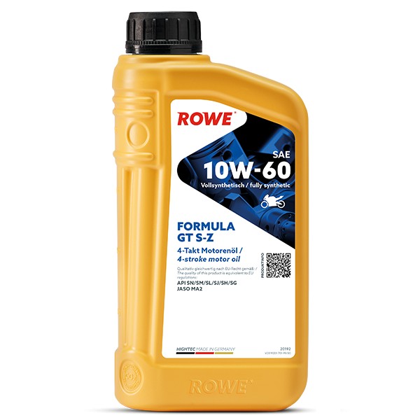 Motorrad Öl ROWE HIGHTEC FORMULA GT SAE 10W-60 S-Z vollsynthetisch / JASO MA2 .