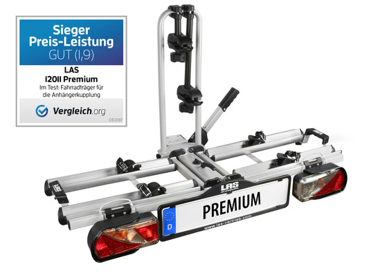 Fahrradträger PREMIUM mit EG-BE für 2 Fahrräder für die Anhängerkupplung / E bike - Moped tauglich / LAS12011 .