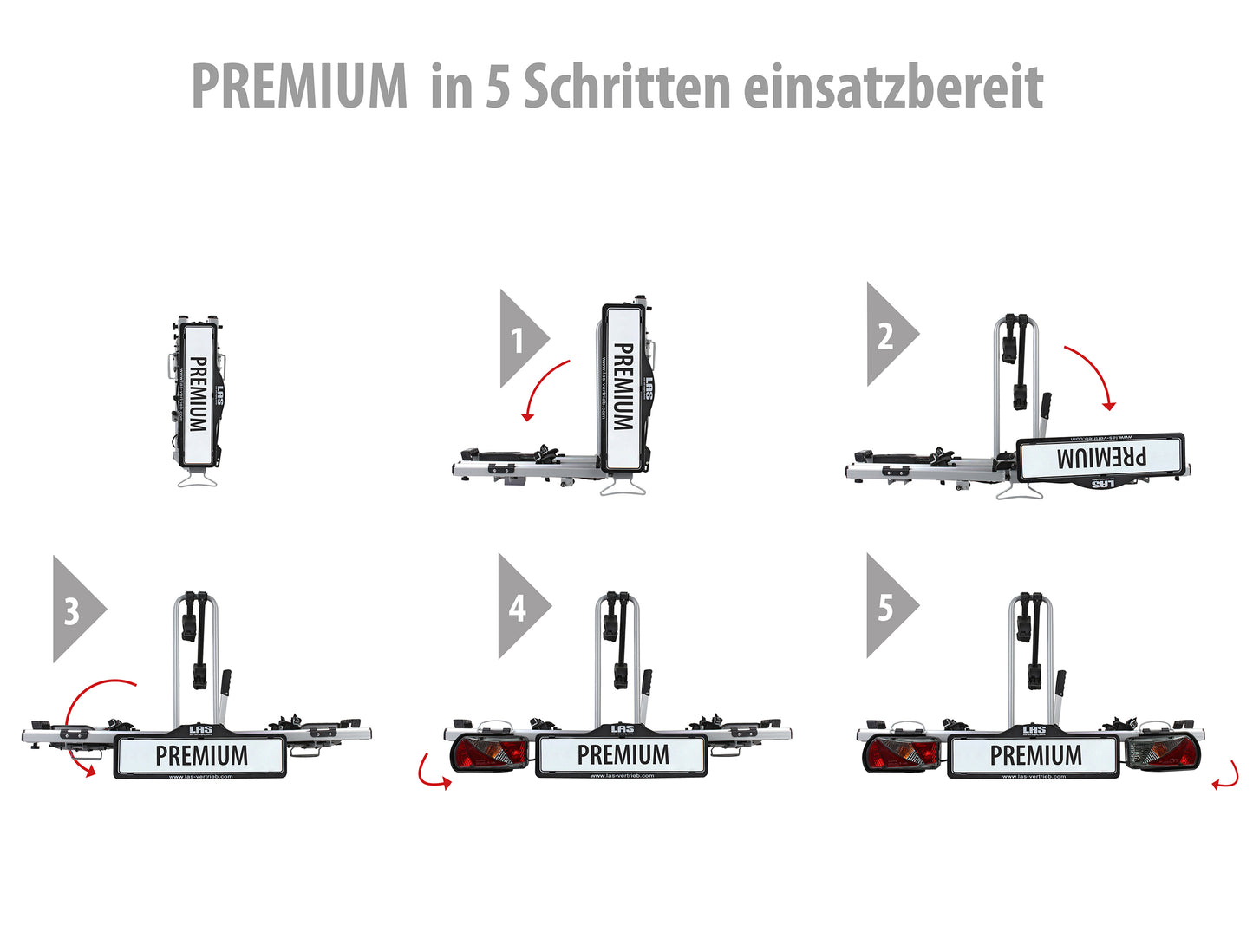 Fahrradträger PREMIUM mit EG-BE für 2 Fahrräder für die Anhängerkupplung / E bike - Moped tauglich / LAS12011 .