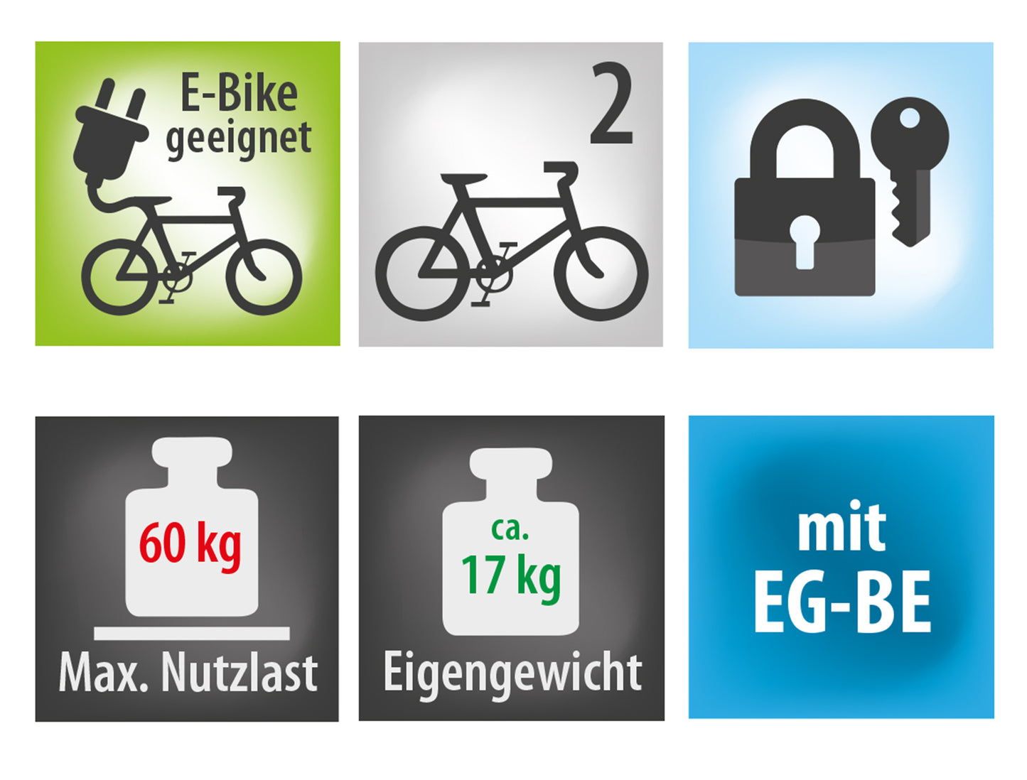 Fahrradträger PREMIUM mit EG-BE für 2 Fahrräder für die Anhängerkupplung / E bike - Moped tauglich / LAS12011 .