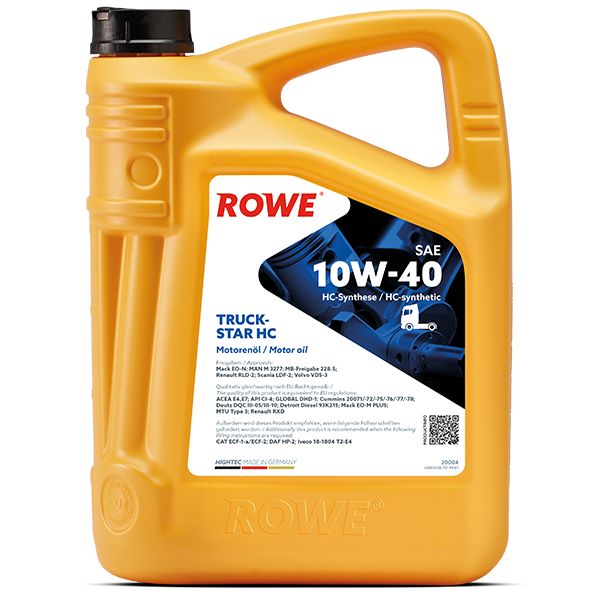 ROWE HIGHTEC Truckstar SAE 10W-40 HC / UHPD-Mehrbereichs-Leichtlaufmotorenöl auf HC-Synthese-Basis .