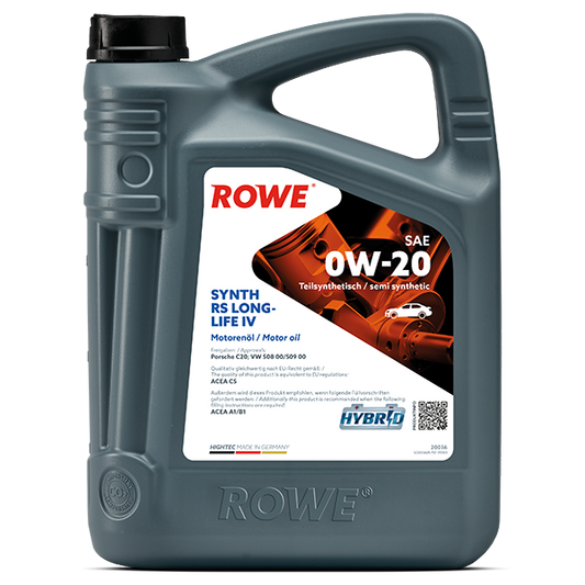 ROWE HIGHTEC SYNTH RS 0W-20 Longlife IV / Vollsynthetisches Mehrbereichs-Leichtlaufmotorenöl .