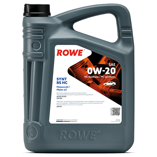 ROWE HIGHTEC SYNT RS HC SAE 0W-20 / Mehrbereichs-Leichtlaufmotorenöl auf Basis moderner HC-Synthese-Technologie .