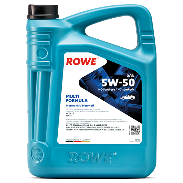 ROWE HIGHTEC MULTI FORMULA SAE 5W-50 / Mehrbereichs-Leichtlaufmotorenöl auf HC-Synthese-Basis .