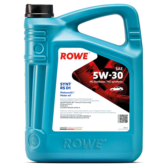 ROWE HIGHTEC SYNT RS D1 SAE 5W-30 / Mehrbereichs-Leichtlaufmotorenöl auf HC Synthese-Technologie .