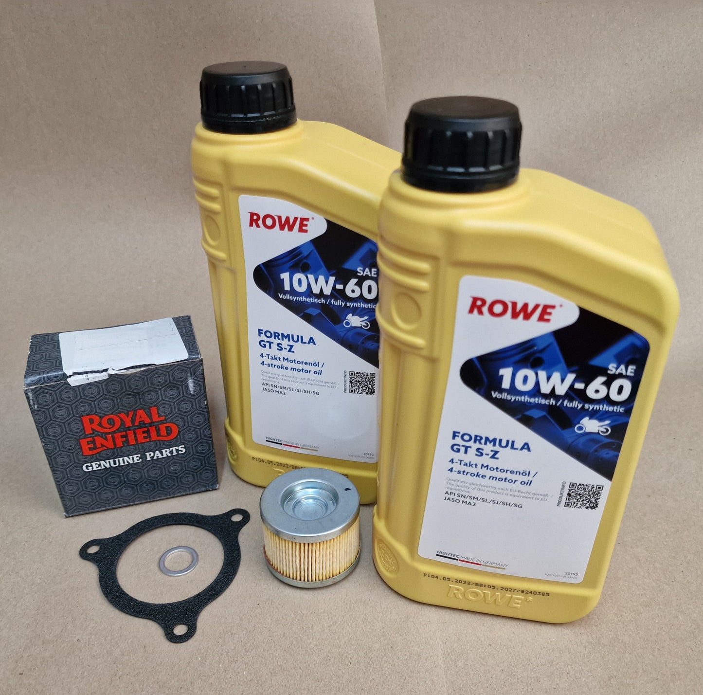 Service Kit ROWE Royal Enfield Himalayan / Scram SAE 10W-60 ( alternativ ) Ölwechsel Set .