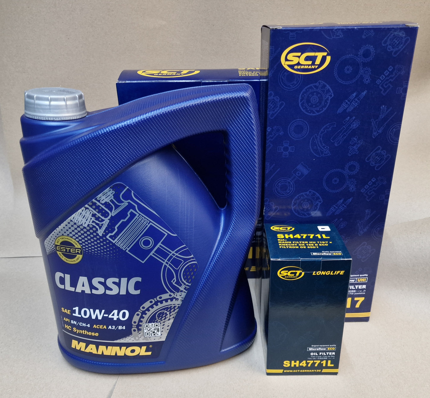 Inspektions Kit 5: Für Fahrzeuge mit 10W-40 Öl ( Öl, Ölfilter, Pollenfilter ) Mannol / SCT .