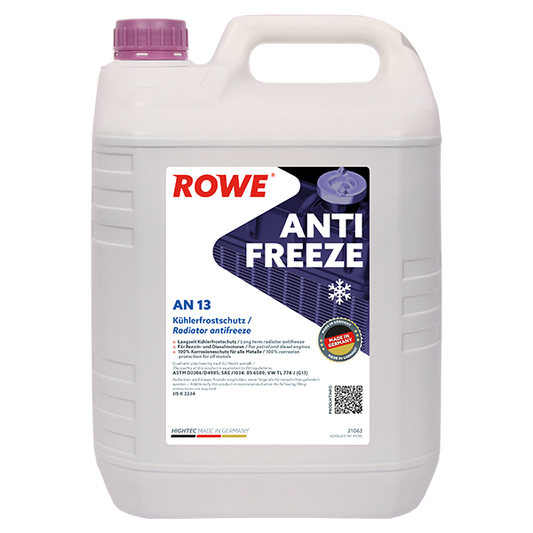 ROWE HIGHTEC ANTIFREEZE AN 13 / Langzeit-Kühlerfrostschutz Konzentrat magenta auf Basis von Monoethylenglykol .