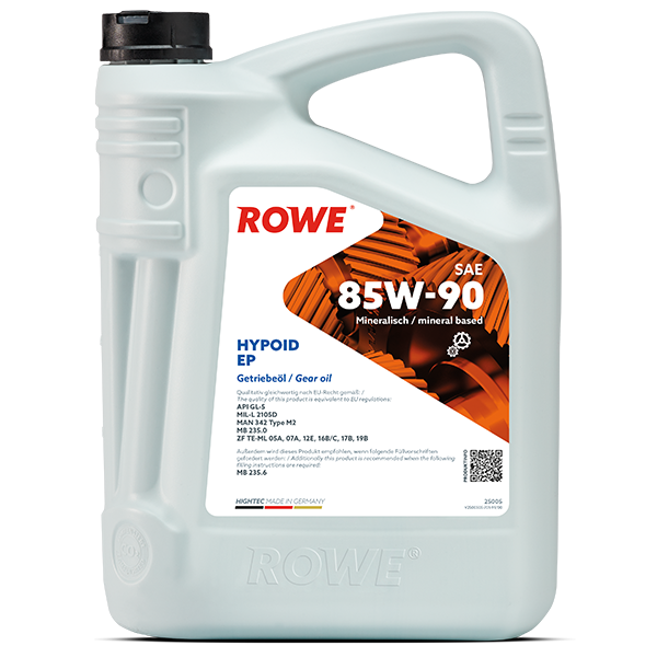 ROWE HIGHTEC HYPOID EP SAE 85W-90 / Mehrbereichs-Hypoidgetriebeöl auf Mineralölbasis .