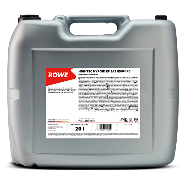ROWE HIGHTEC HYPOID EP SAE 85W-140 / Mehrbereichs-Hypoidgetriebeöl auf Mineralölbasis .