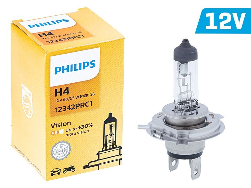 Glühlampe PHILIPS Scheinwerferlampe Vision +30% extra helles Licht H4 12 V 60/55 W