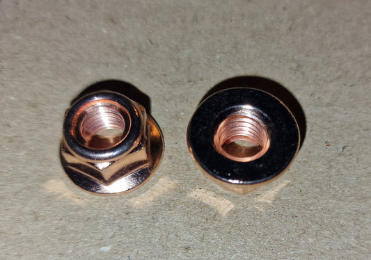 2 Krümmer Muttern M8 verkupfert / Auspuffmuttern ( 2er, 4er und 10er Pack )