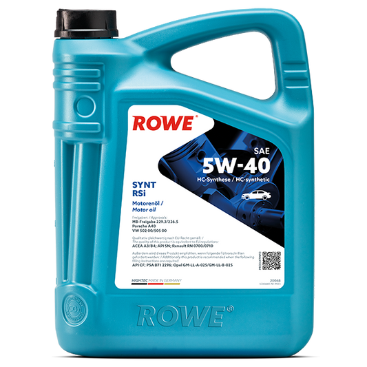 ROWE HIGHTEC SYNT RSI SAE 5W-40 / Leichtlaufmotorenöl auf HC-Synthese-Basis .