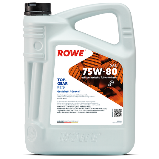 ROWE HIGHTEC TOPGEAR FE SAE 75W-80 S / Vollsynthetisches Schaltgetriebeöl mit abgesenkter Kälteviskosität .